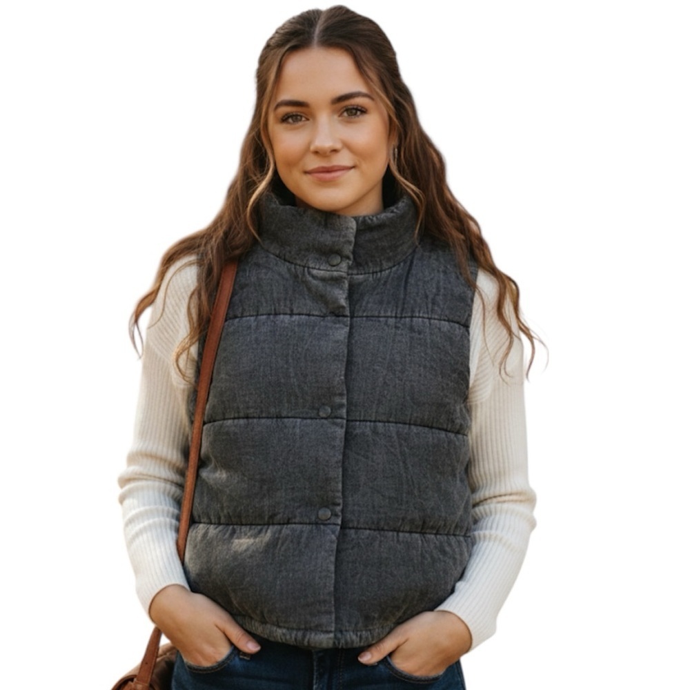 Marc New York women's quilted vest grey with pockets size small